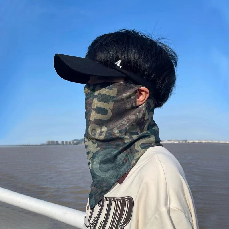 夏季全脸户外骑行防晒冰丝薄款透气速干透气字母面罩面纱