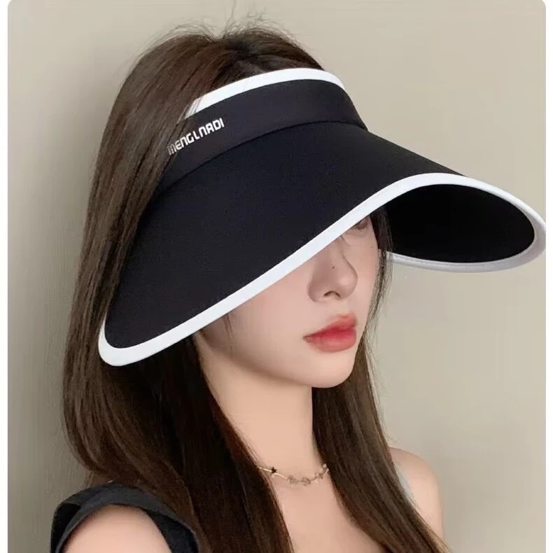 夏季凉感冰丝大檐防晒帽空顶帽休闲户外显脸小防紫外线（爱心款）