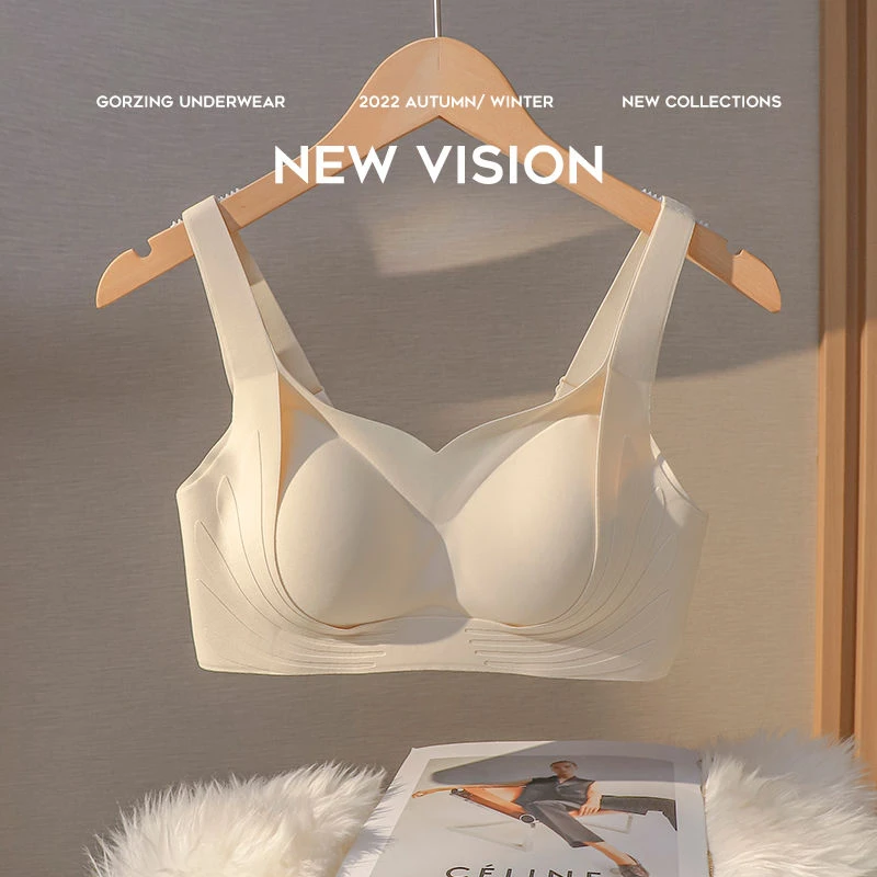 无痕内衣女大胸显小胸聚拢调整型无钢圈黑色运动文胸抹胸夏季薄款