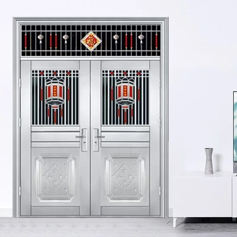 现货加厚不锈钢防盗门对开门家用进户门乡村自建房入户门阳台门