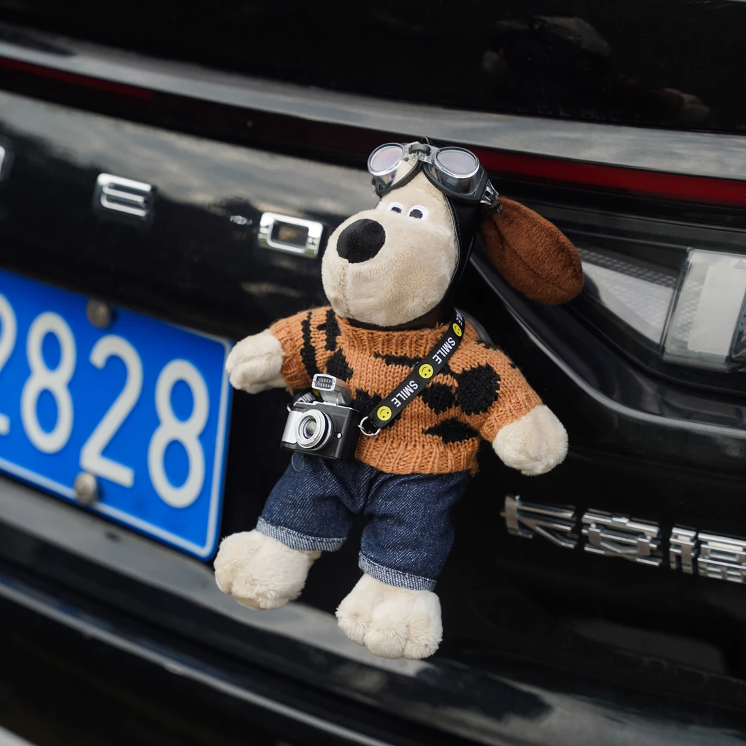 INS车尾挂件车载挂件后备箱可拆卸毛绒公仔车内装饰可爱狗狗摆件