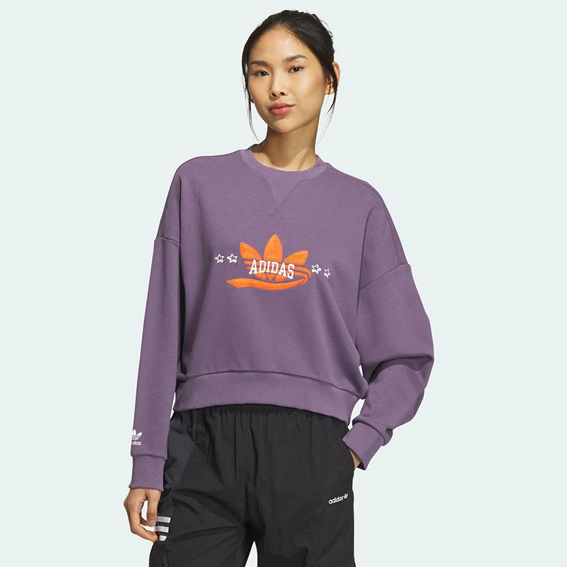 阿迪达斯|三叶草女子春秋运动休闲卫衣舒适透气圆领套头衫IN1053
