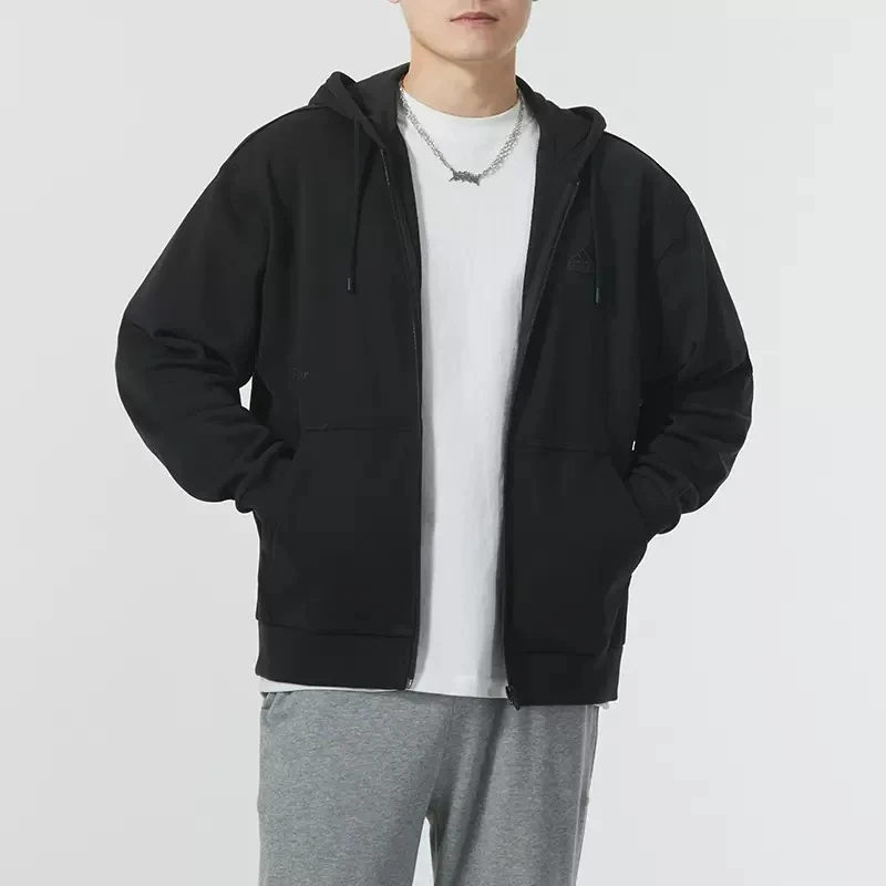 Adidas阿迪达斯~~外套男针织透气连帽运动宽松休闲夹克衫IT3963