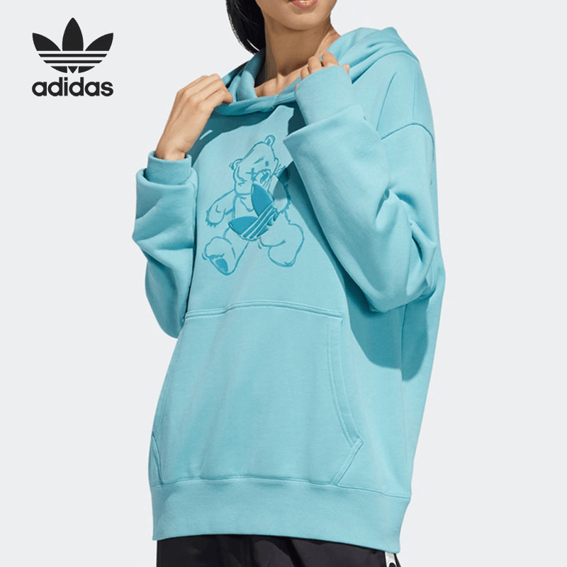 Adidas阿迪达斯春季男女三叶草休闲宽松长袖运动连帽运动衫HJ7822