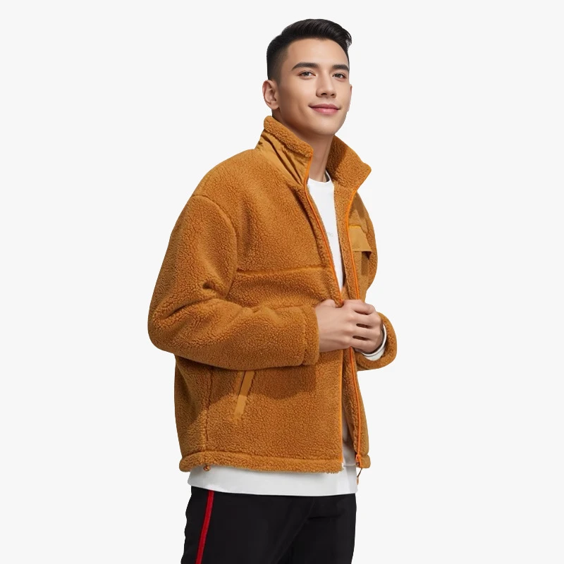 阿迪达斯/Adidas外套秋冬休闲男子加绒羊羔毛保暖立领夹克 HG9028