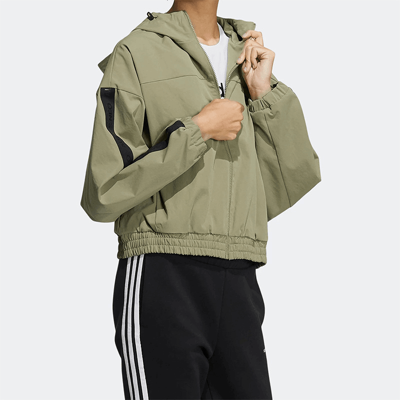 Adidas/阿迪达斯正品NEO女子2023秋季运动休闲连帽夹克外套HE4490