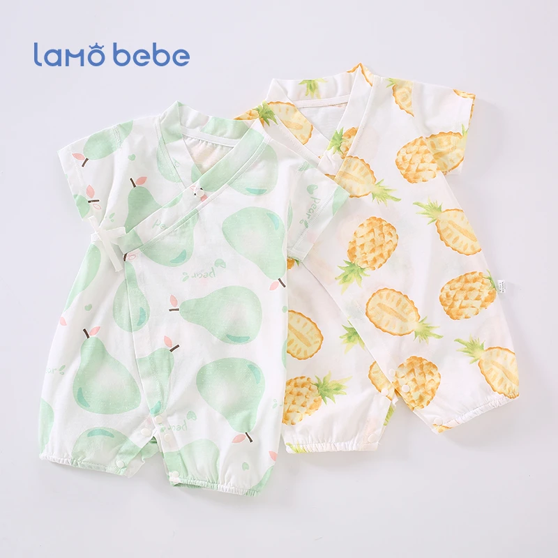 婴儿夏季短袖连体衣宝宝和尚服哈衣爬服新生儿家居服睡