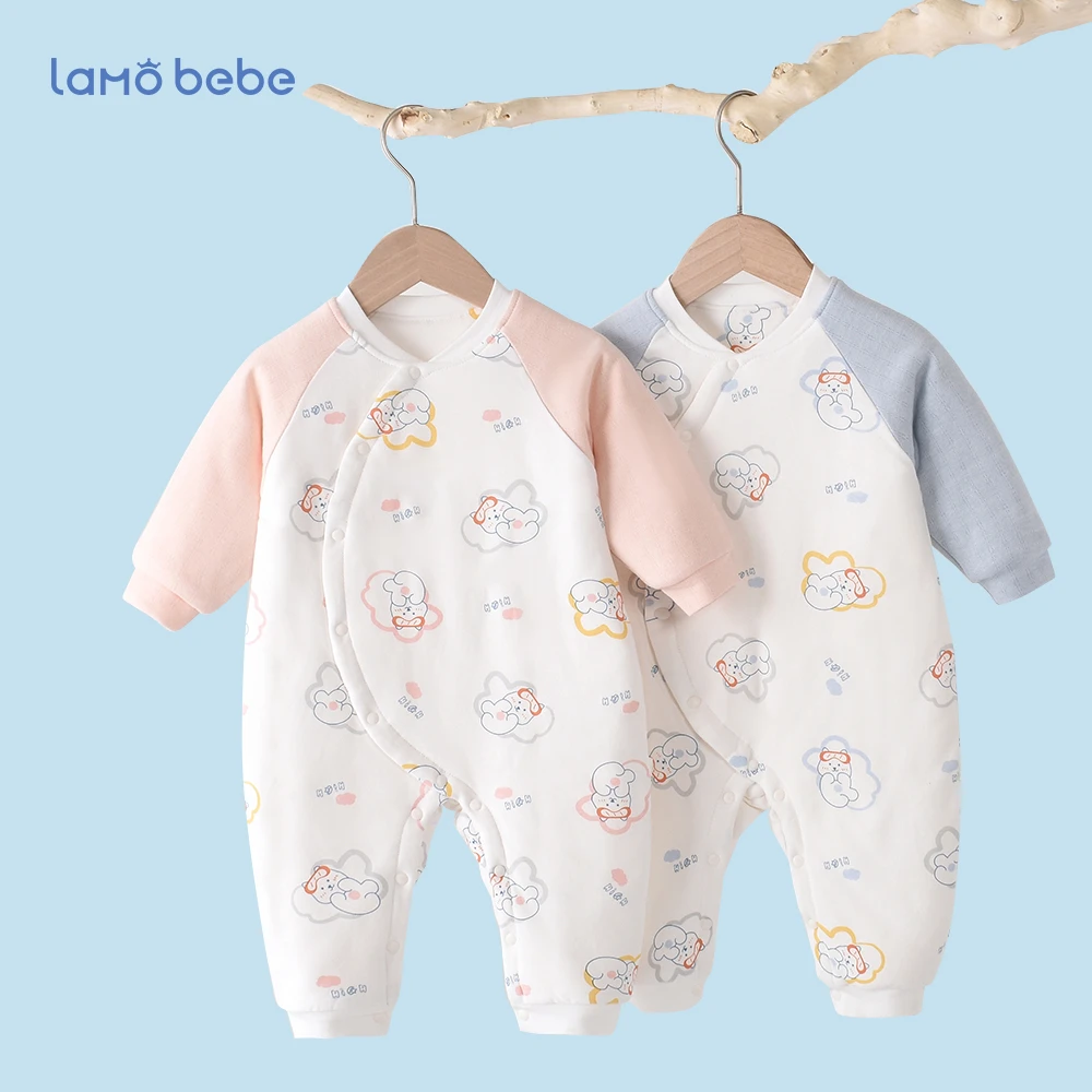 婴儿连体衣春秋款外出服男女宝宝薄棉服保暖衣新生夹棉哈衣爬爬服