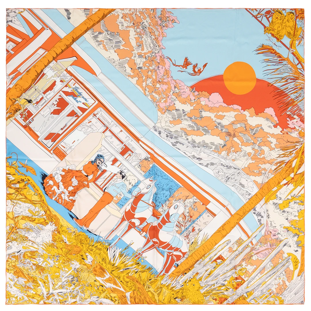 【邂逅之秋】100%桑蚕丝双面斜纹绸锻超大方巾丝巾高档送礼真丝披肩