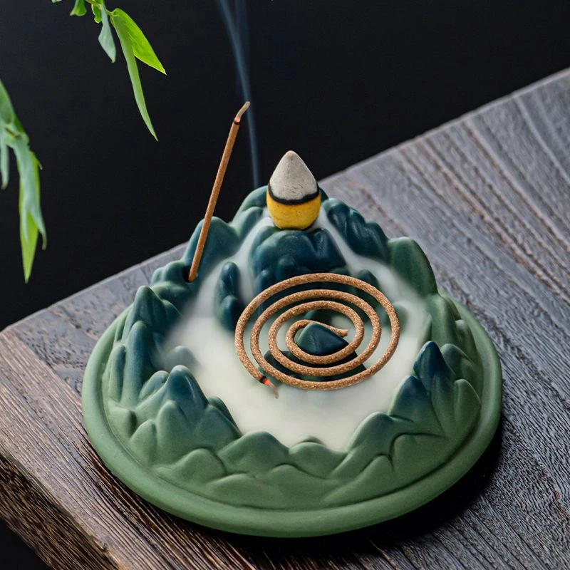 倒流香炉线香熏香炉摆件香插点香盘香托香座熏香创意家用室内沉香