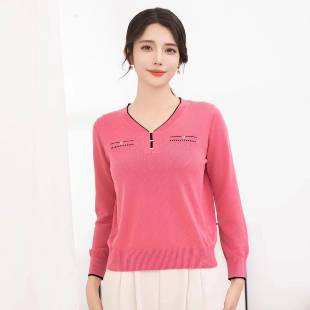 V领秋冬季新款长袖莱赛尔天丝年轻高档双11必备款5833