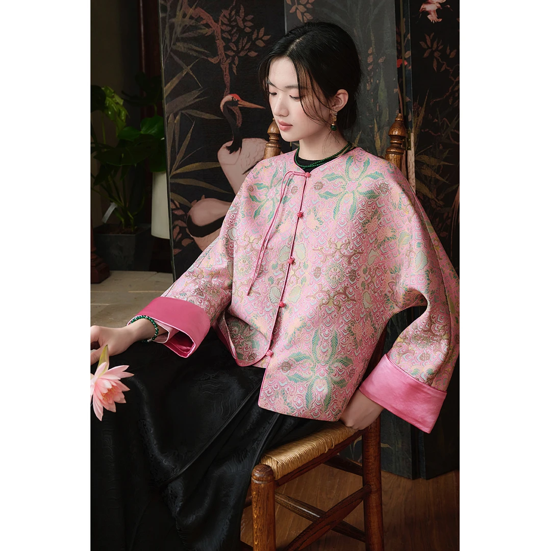JKJS【蝶梦悠】国风定制提花外套秋季新款宽松新中式高级感上衣女