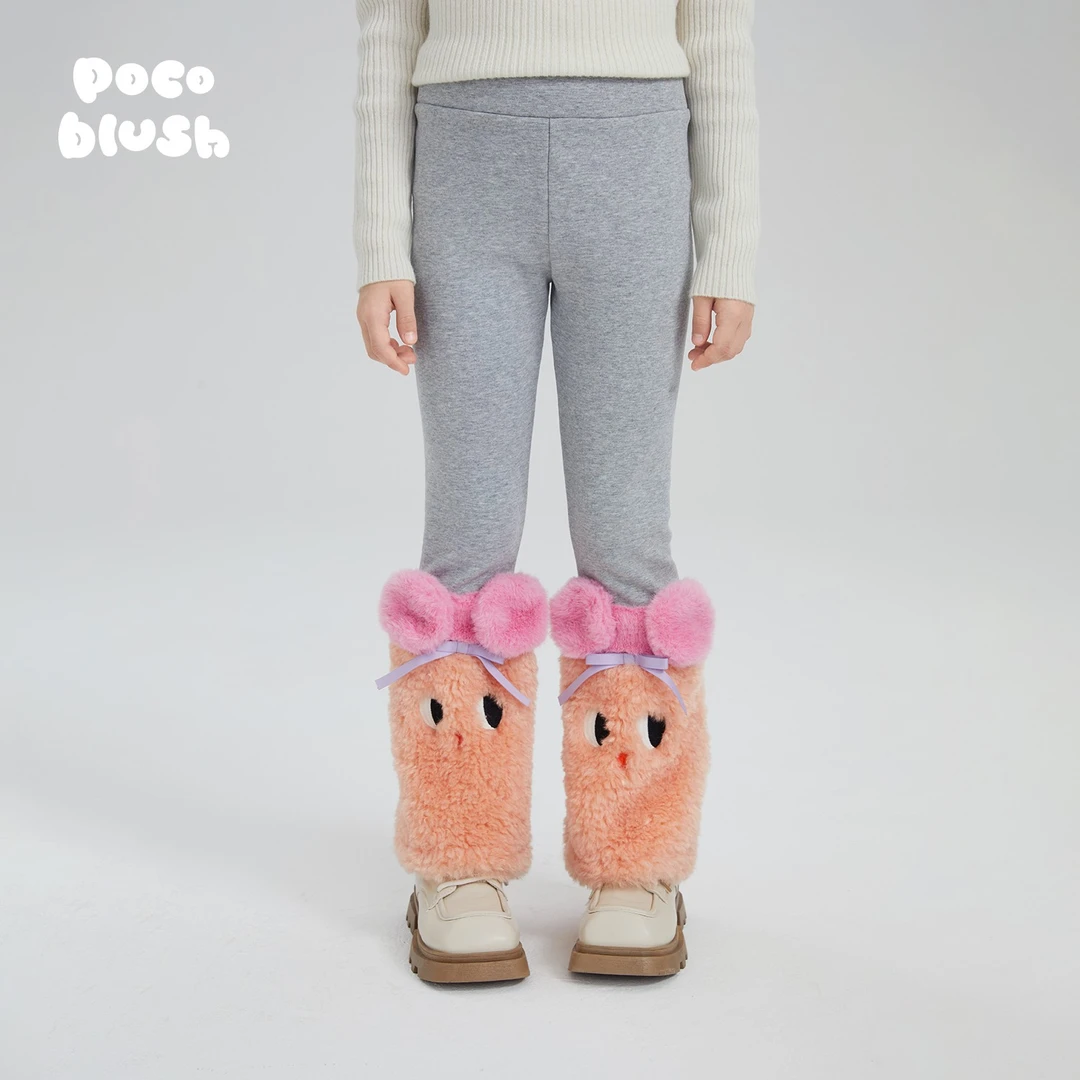 poco blush原创设计毛绒绒腿套针织打底裤女童秋冬加厚弹力长裤子