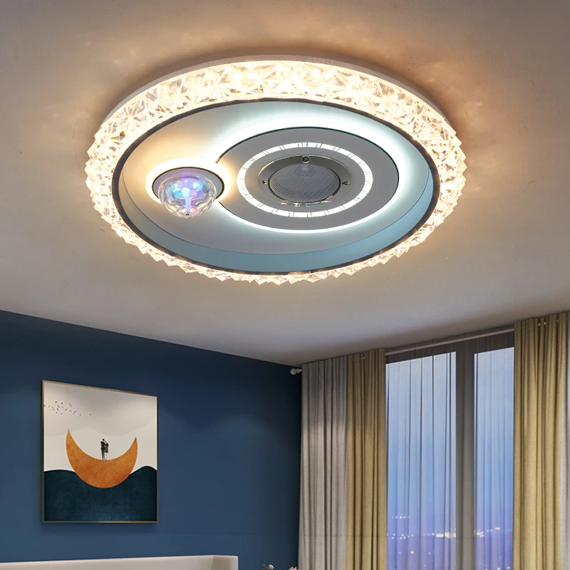 炫彩蓝牙音响主卧室灯吸顶灯家用调光新款现代简约流行圆形灯具