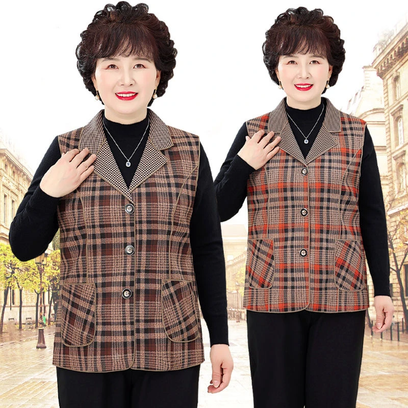 老年人马甲女奶奶春装背心外套大码妈妈坎肩老人衣服春秋太太外穿