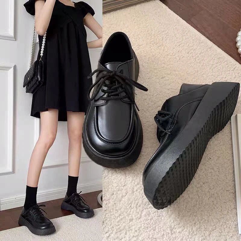 大码女鞋41-43不显脚大秋季新款乐福鞋时尚百搭黑色复古英伦风夏