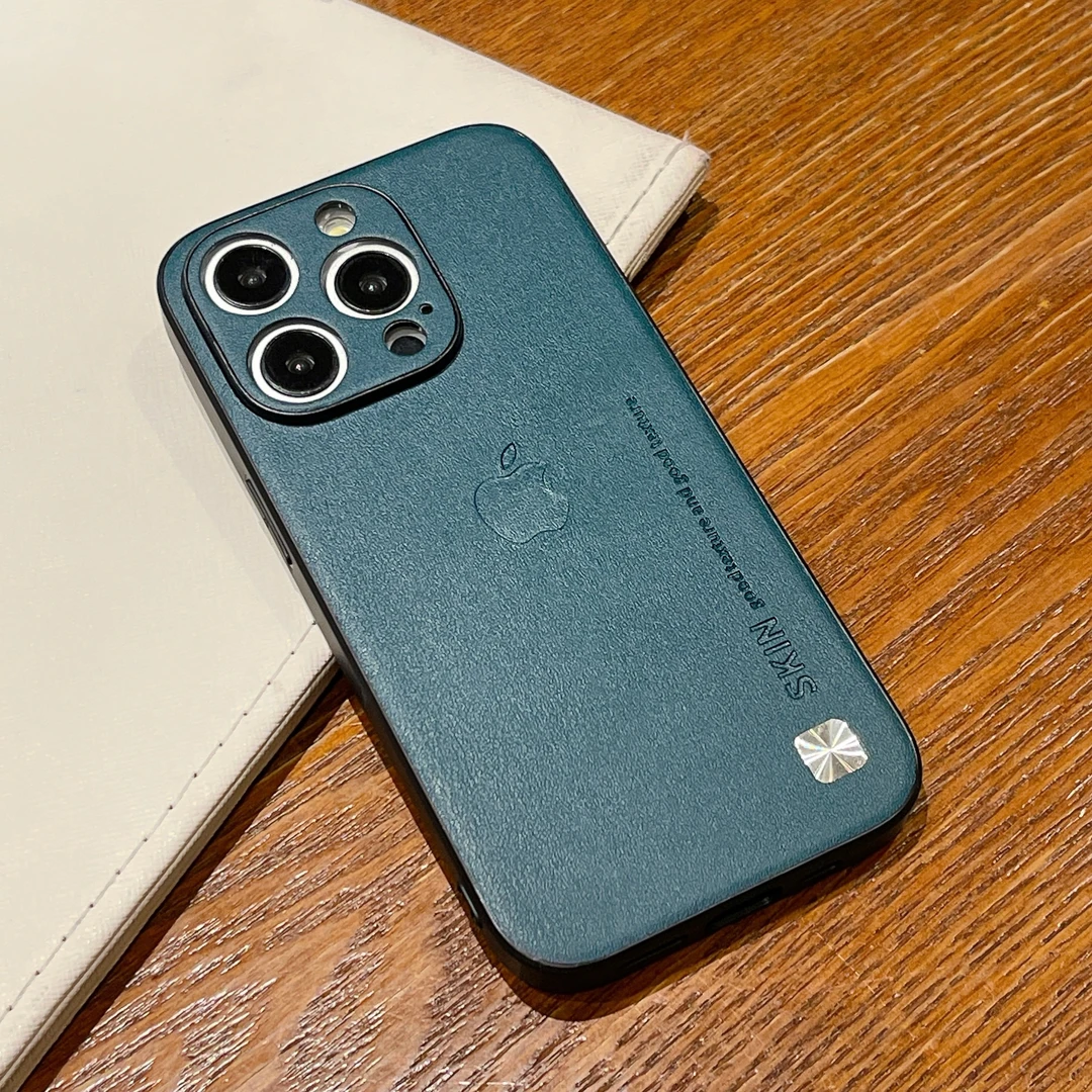 苹果15/14/13/12promax超薄防摔 防刮耐磨高档皮纹镜头全包手机壳