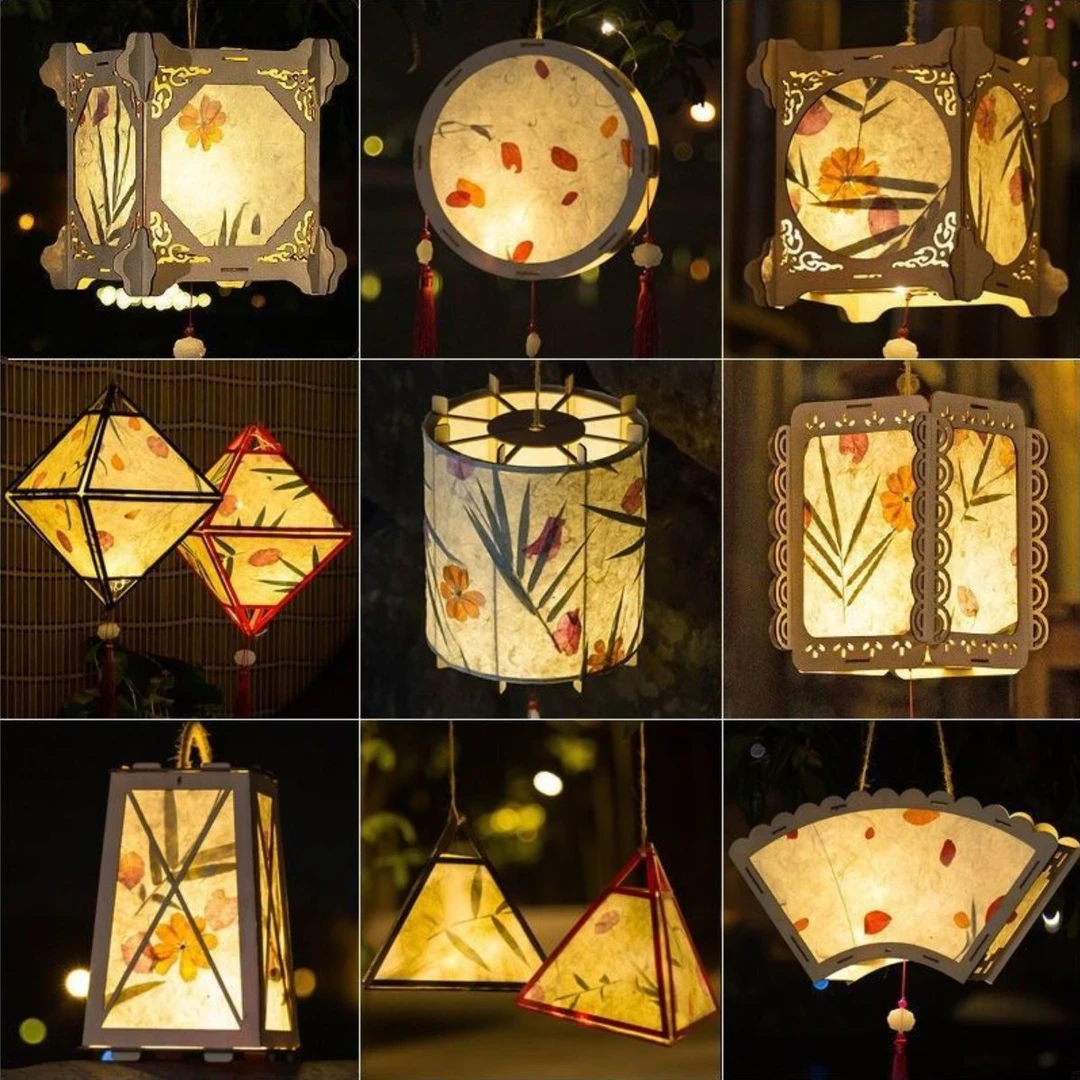 古风手提花草灯笼儿童手工灯笼diy材料包自制创意花灯挂饰批发