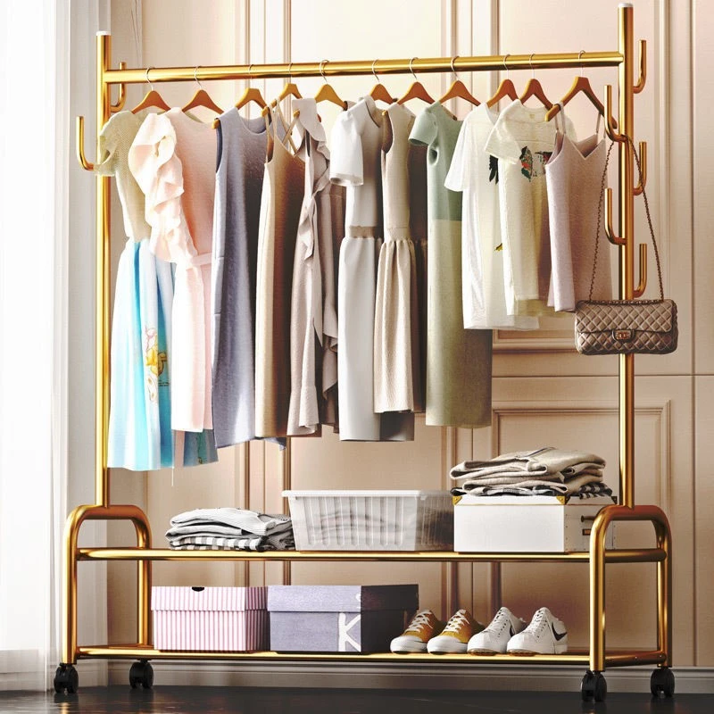 【优质】简易晾衣架落地室内阳台卧室挂衣架家用简易衣帽架