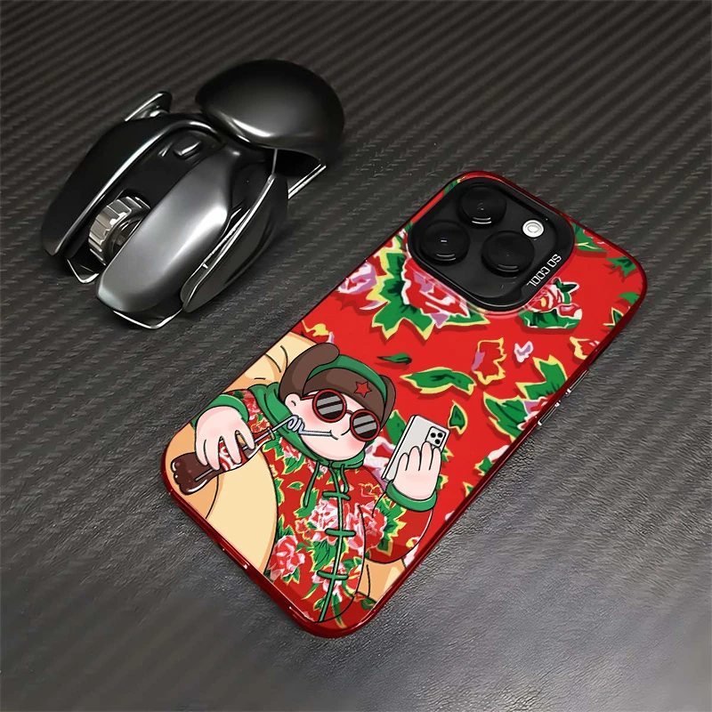 大花布情侣款苹果15手机壳iPhone13华为mate60新款oppovivo小米14