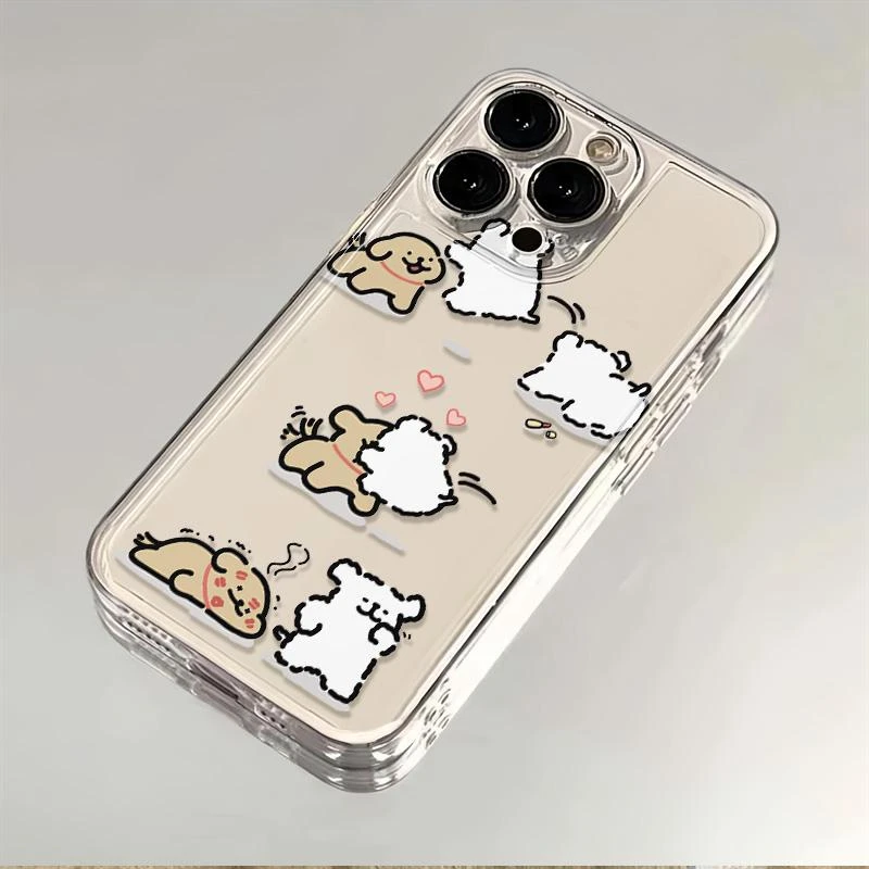 爱心线条狗适用于苹果华为oppo/vivo小米iPhone12/13/14/15手机壳
