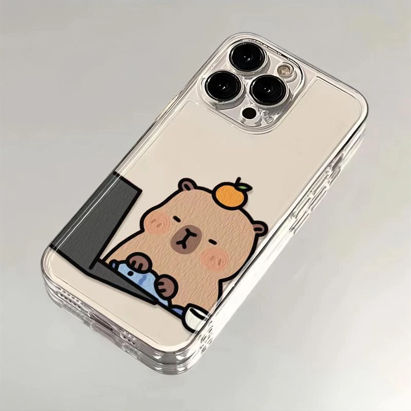 摸鱼卡皮巴拉苹果oppo小米vivo华为iPhone15手机壳14pm透明软壳13
