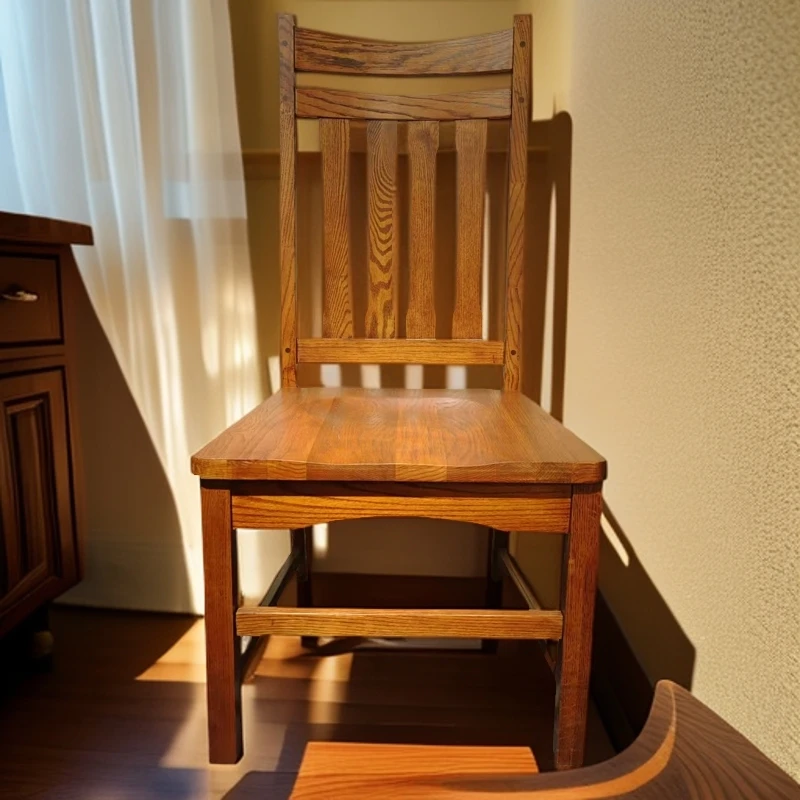 红橡木 美式实木椅（自己简易安装） 书椅  餐椅18家用复古简约