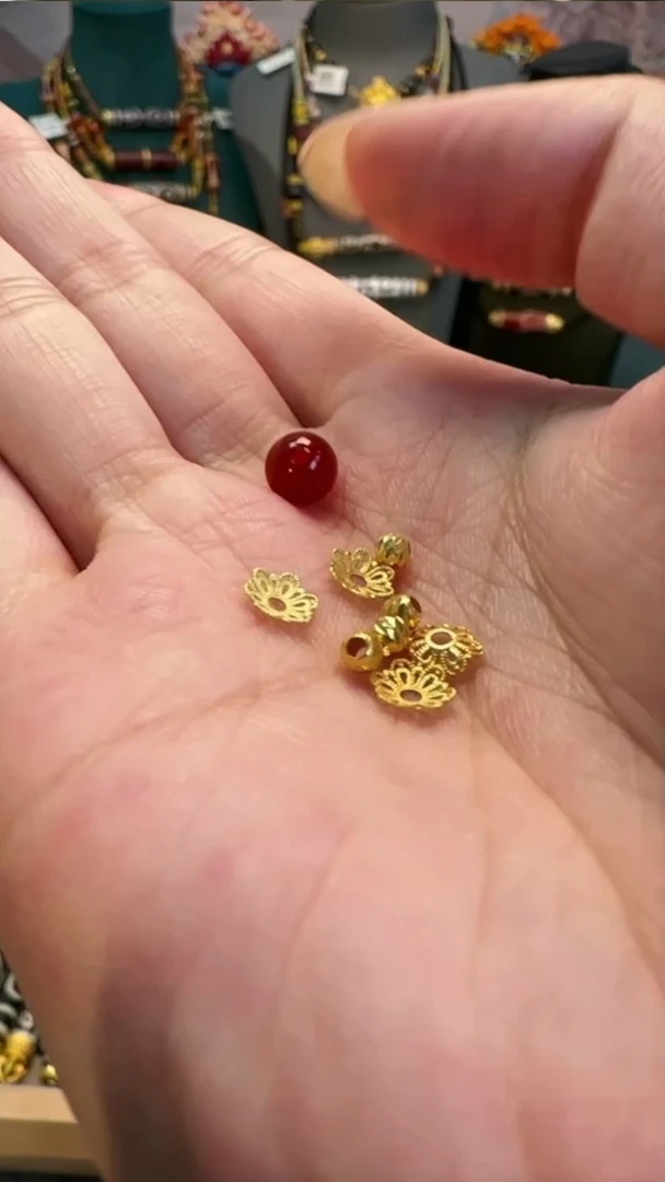 【闪购商品】玛瑙挂件18K金镶嵌4个 花托 4个3m爆闪