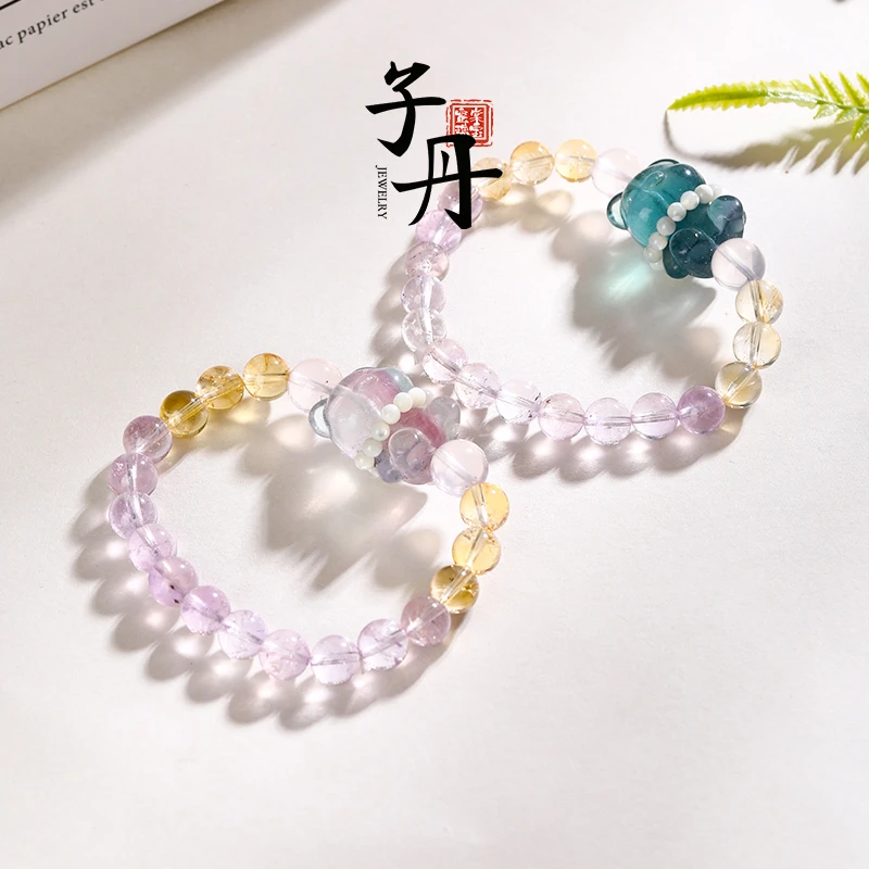 【诗语】萤石小熊水晶手串（多样发/发一串）T4-032  C4-292