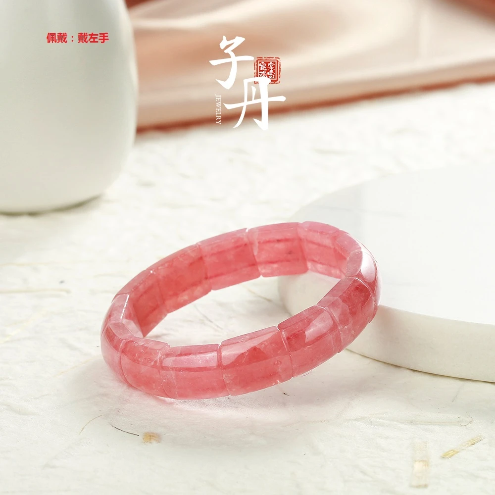 【诗语】红纹石手排冰透女款女士T1-109高冰通透时尚手牌