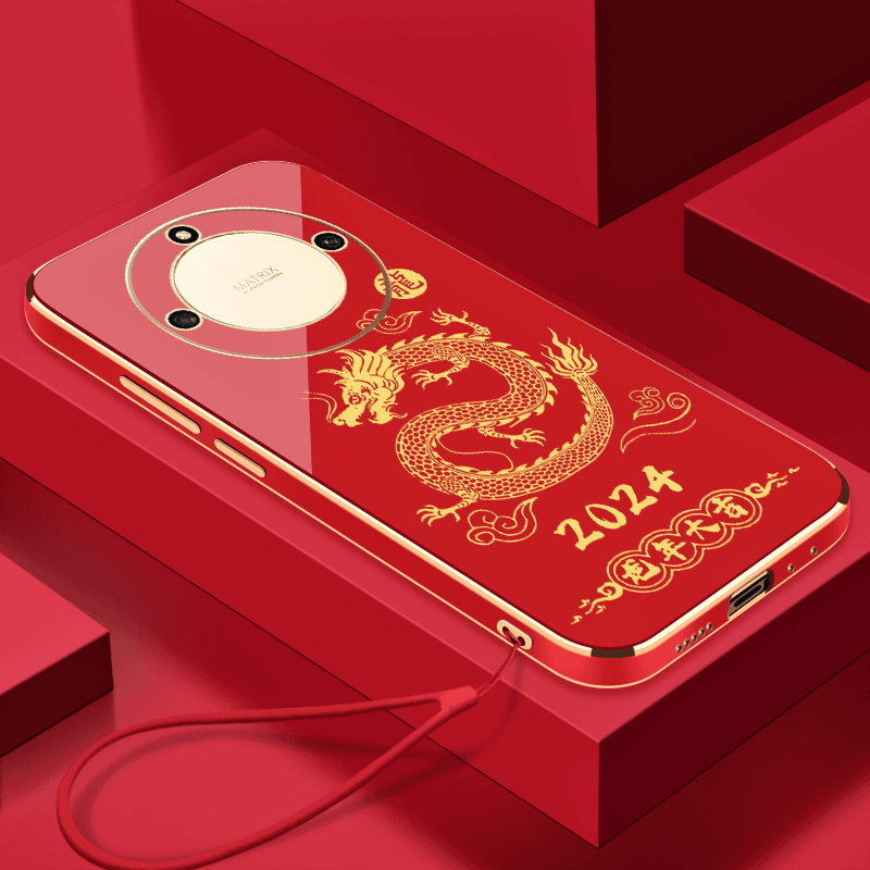 2024龙年大吉荣耀X40手机壳全包硅胶防摔电镀软壳【送挂绳】