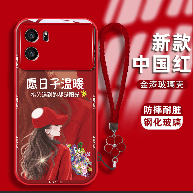 适用oppok10手机壳卷发女孩金漆钢化玻璃壳镜头全包耐脏保护套