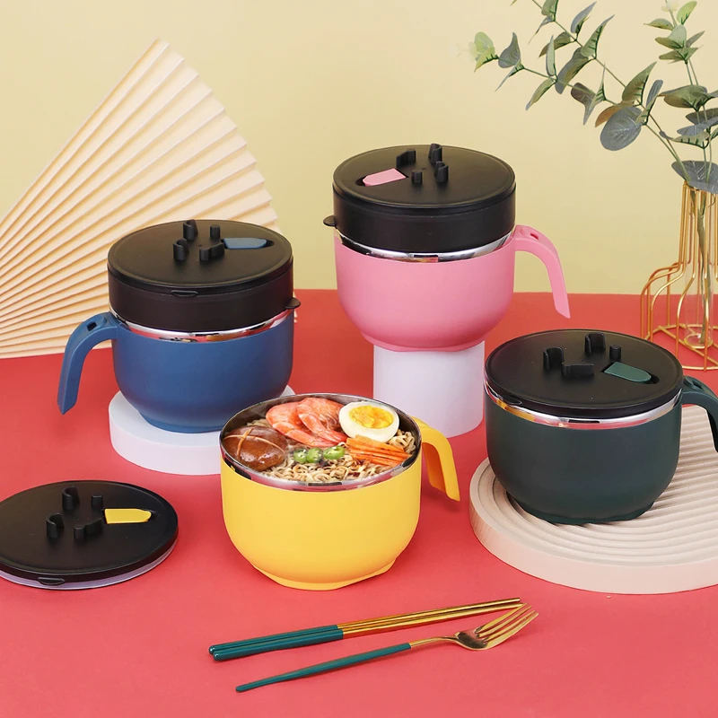 泡面碗带盖不锈钢家用碗学生宿舍饭碗大容量方便面碗个人用饭碗