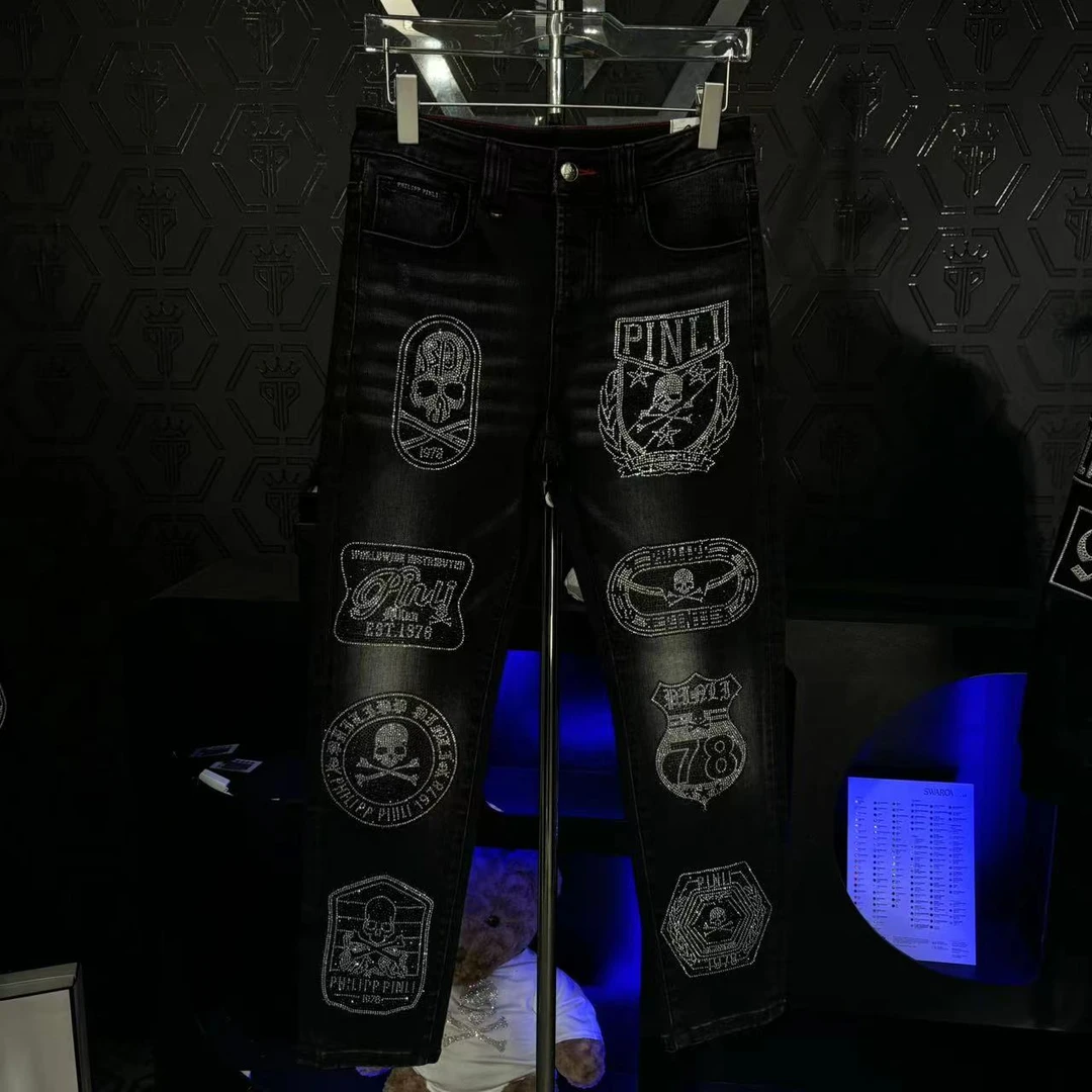 PHILIPP PINLIPP男士时尚百搭黑色水洗潮流牛仔裤男牛仔裤子