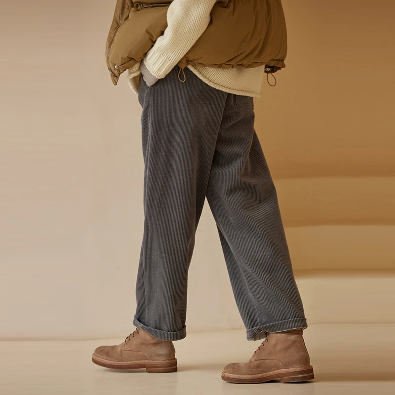 【女装优选】哈齿小姐灯芯绒牛奶绒直筒宽松长裤女20ZZ2310620K