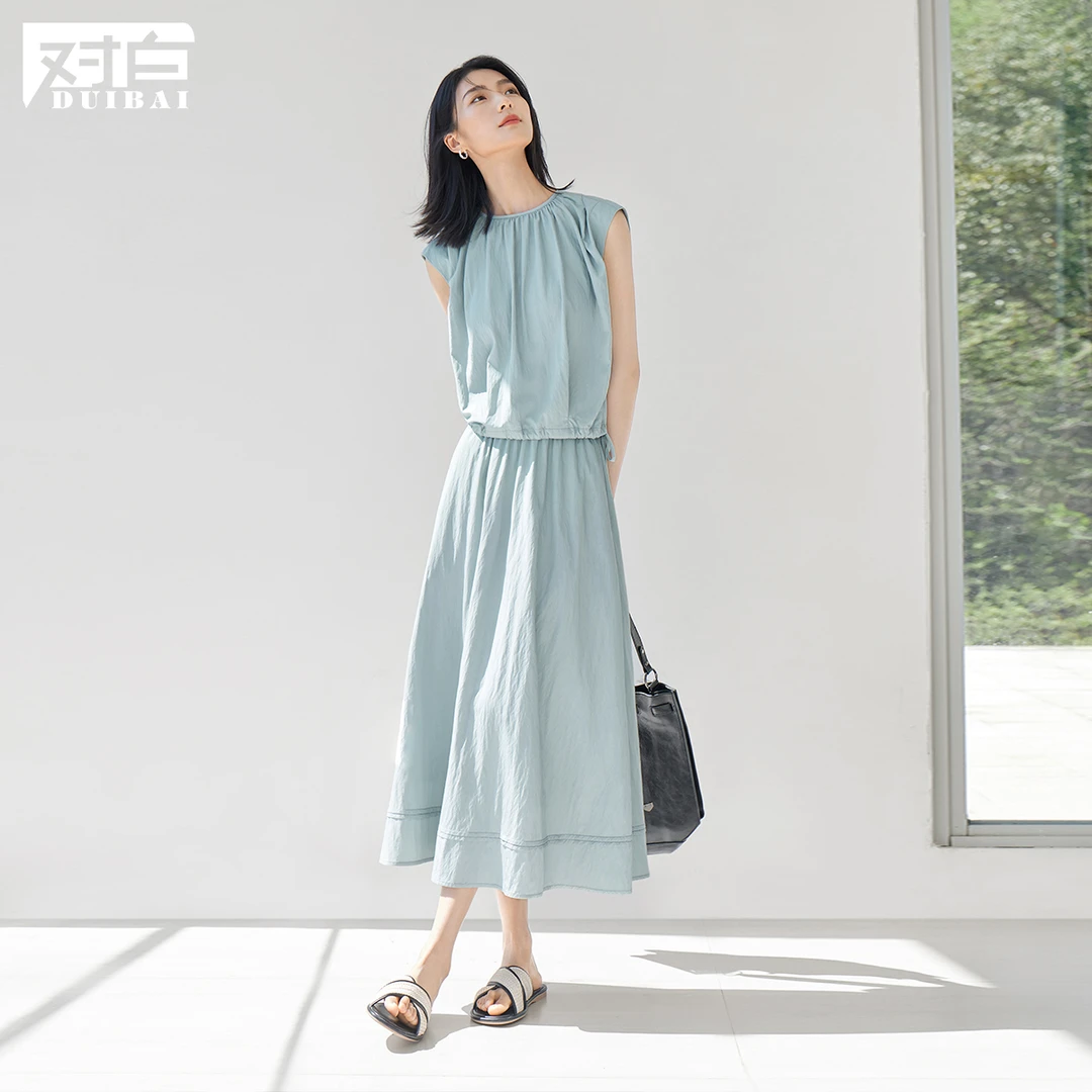 【女装优选WL】对白法式高级感无袖上衣半身裙气质两件套装EDZ061