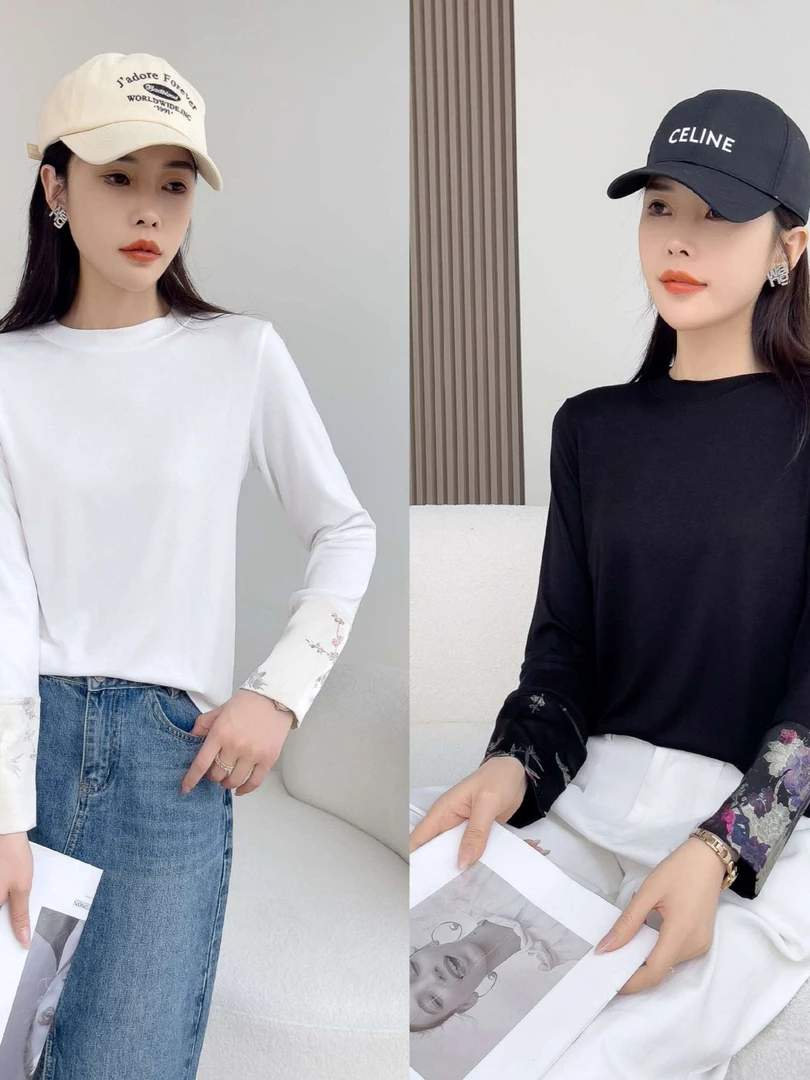 【现货清仓】醋酸国风富贵牡丹打底衫烟雨江南外穿内搭