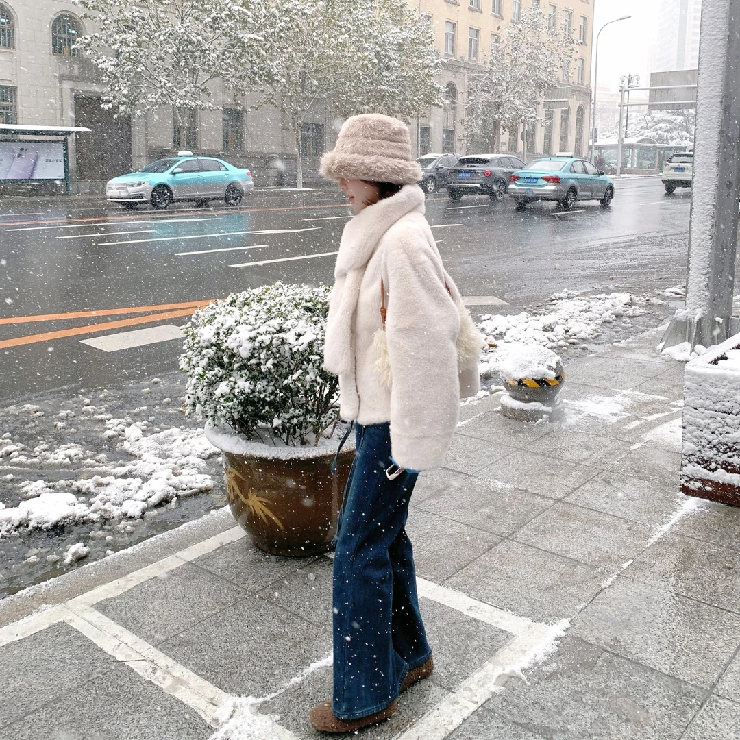 【芝士Cheese】半熟冬日 冬季小众皮毛一体围脖可拆卸设计宽松外套