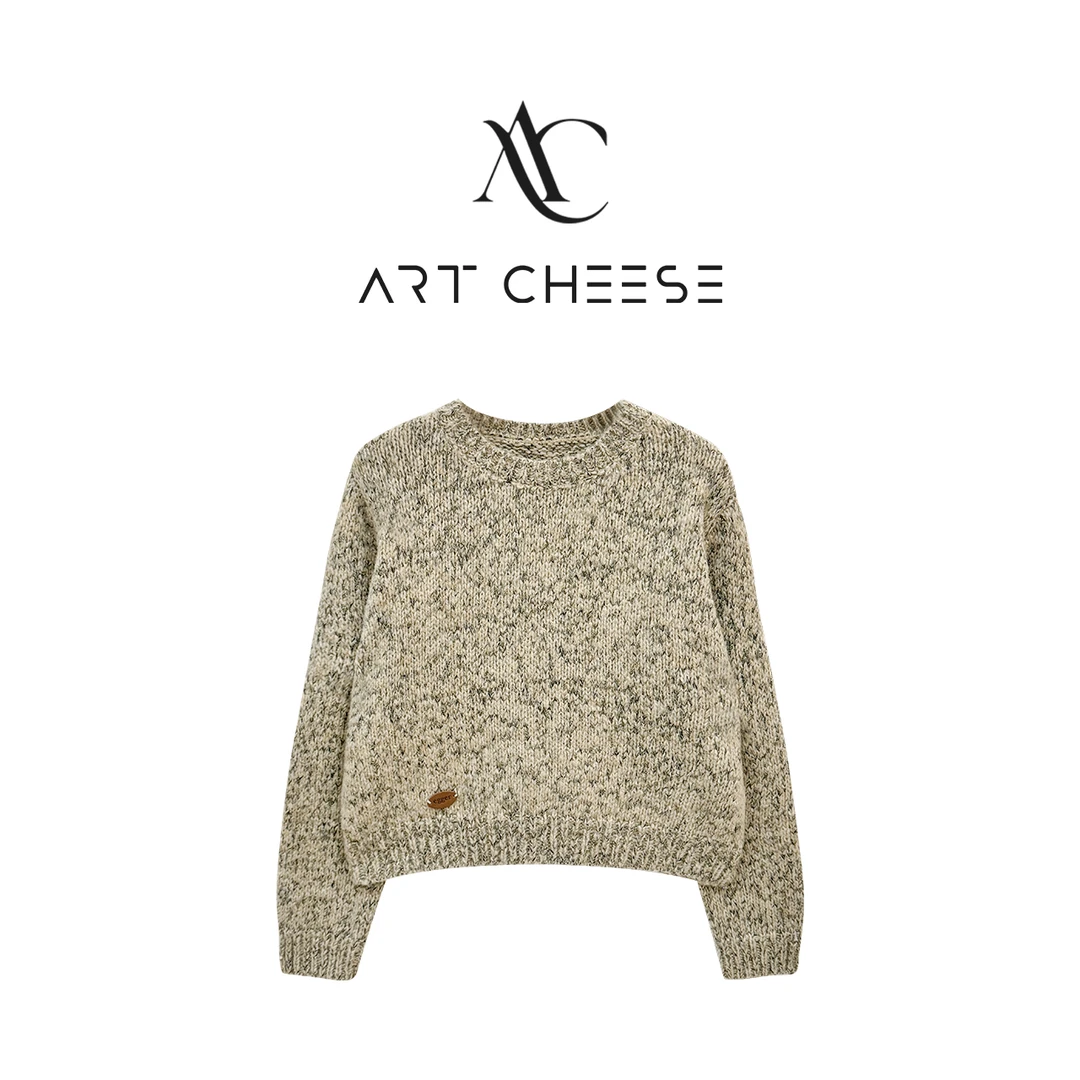 【芝士Cheese】奥尔卡 复古花纱毛衣新款落肩甜美气质针织上衣