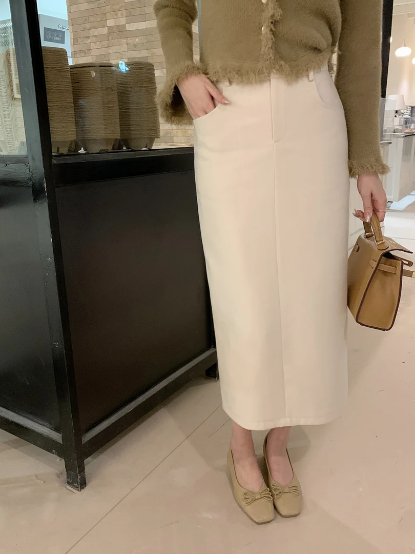【芝士Cheese】麦可多 毛呢极简半裙