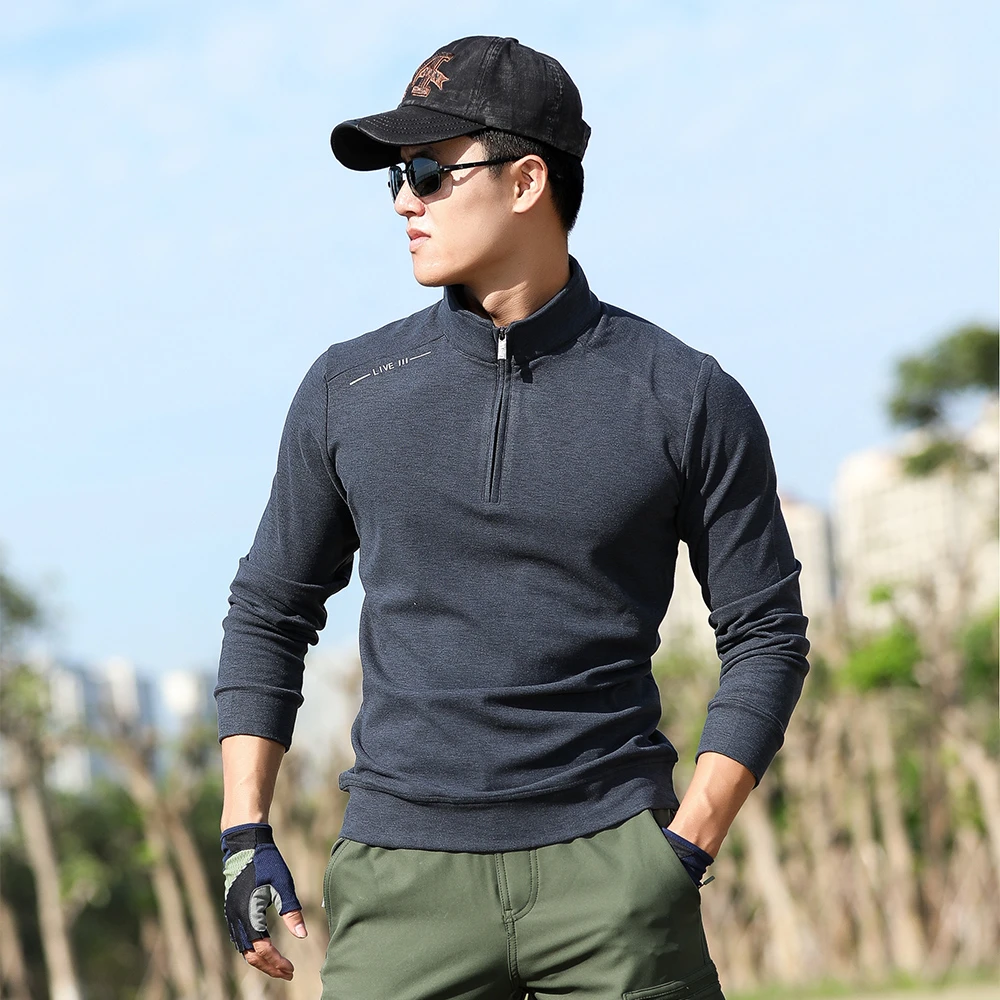 户外弹力摇粒绒抓绒衣男长袖T恤男上衣透气磨毛绒加厚保暖长袖秋