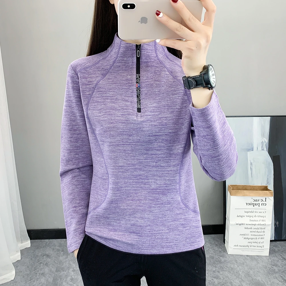 户外运动弹力抓绒衣女上衣长袖T恤女加厚保暖衣磨毛绒防静电冬季