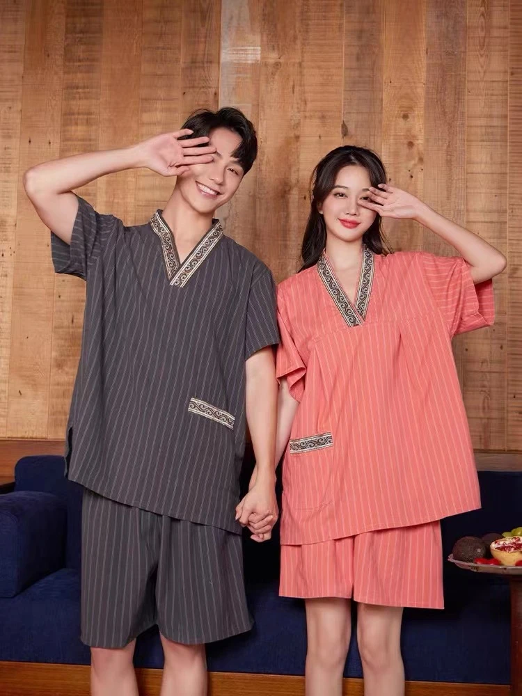 高档汗蒸服女款男大码纯棉桑拿服洗浴衣浴服酒店足疗盐蒸新款