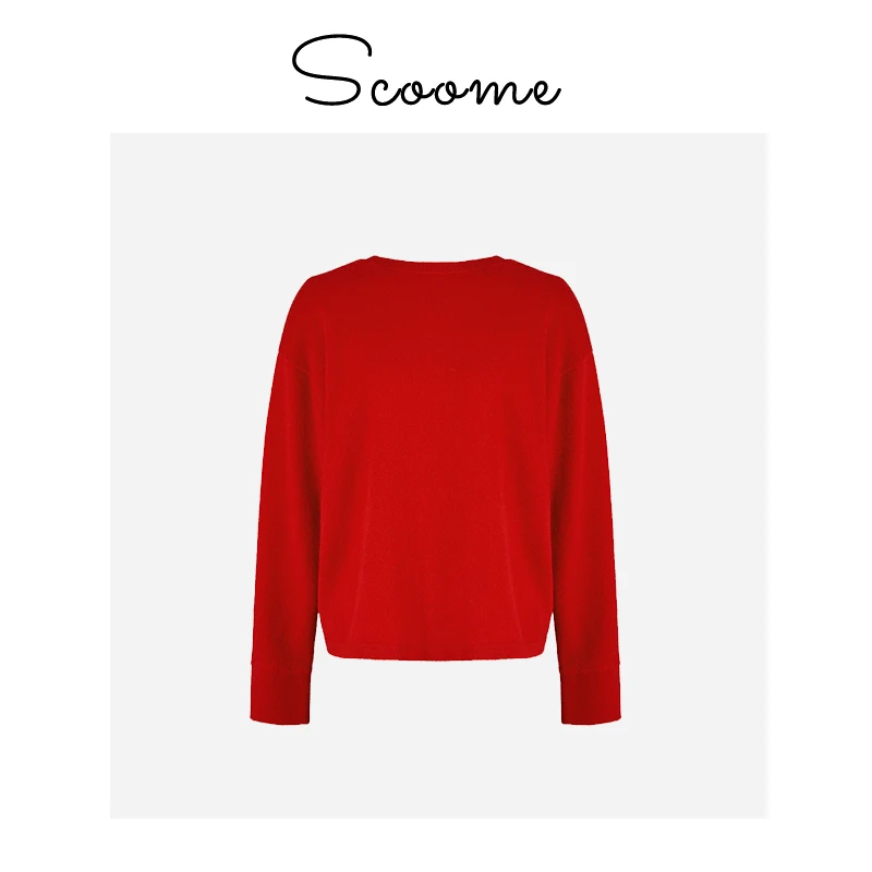 SCOOME秋冬U型露背羊毛衫时尚百搭网红同款
