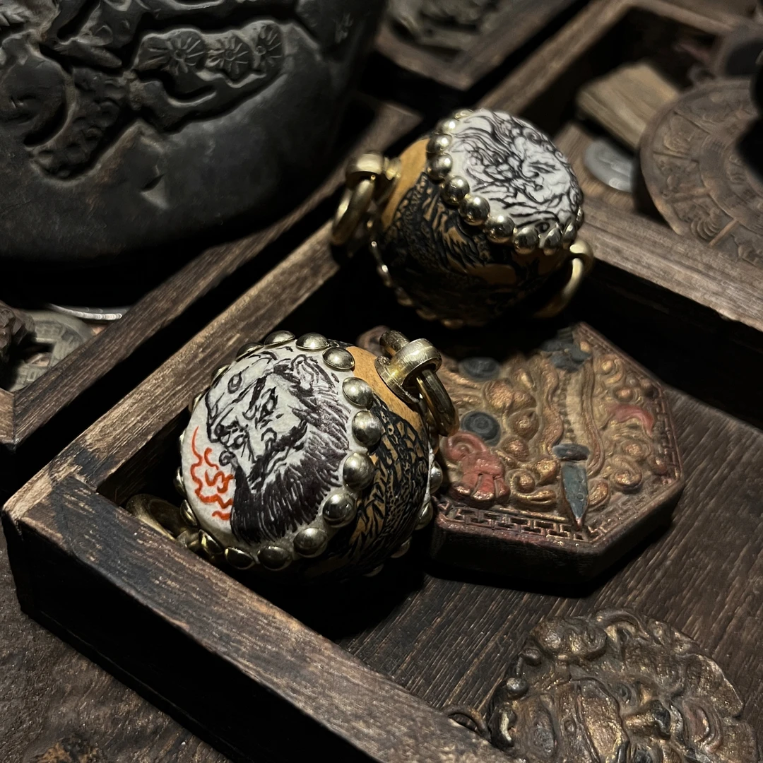 五右衛門原创手作葫芦羊皮手工雕刻小法鼓包挂