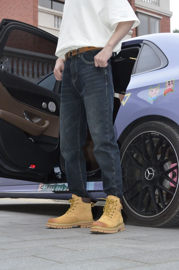 【宾利战将2082】秋冬季厚款加绒牛仔裤弹力修身百搭休闲男士长裤子