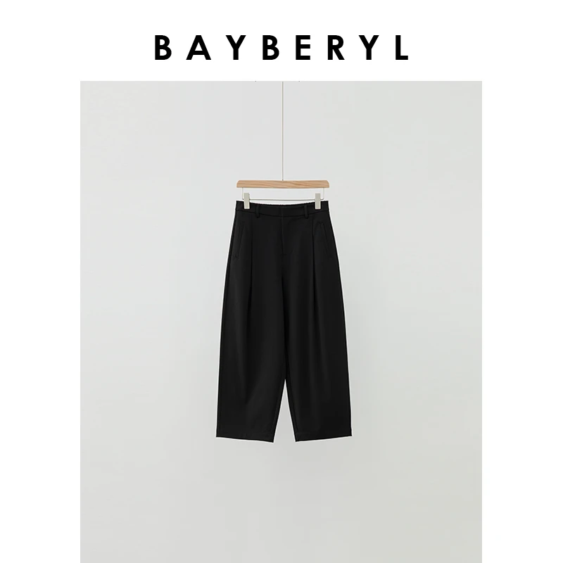 BAYBERYL老贝加绒329小黑裤*九分百搭简约休闲裤XXK4J2304