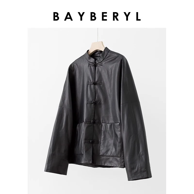 10/25BAYBERY老贝香云中式百搭时尚立领加厚皮衣外套PY3I1907