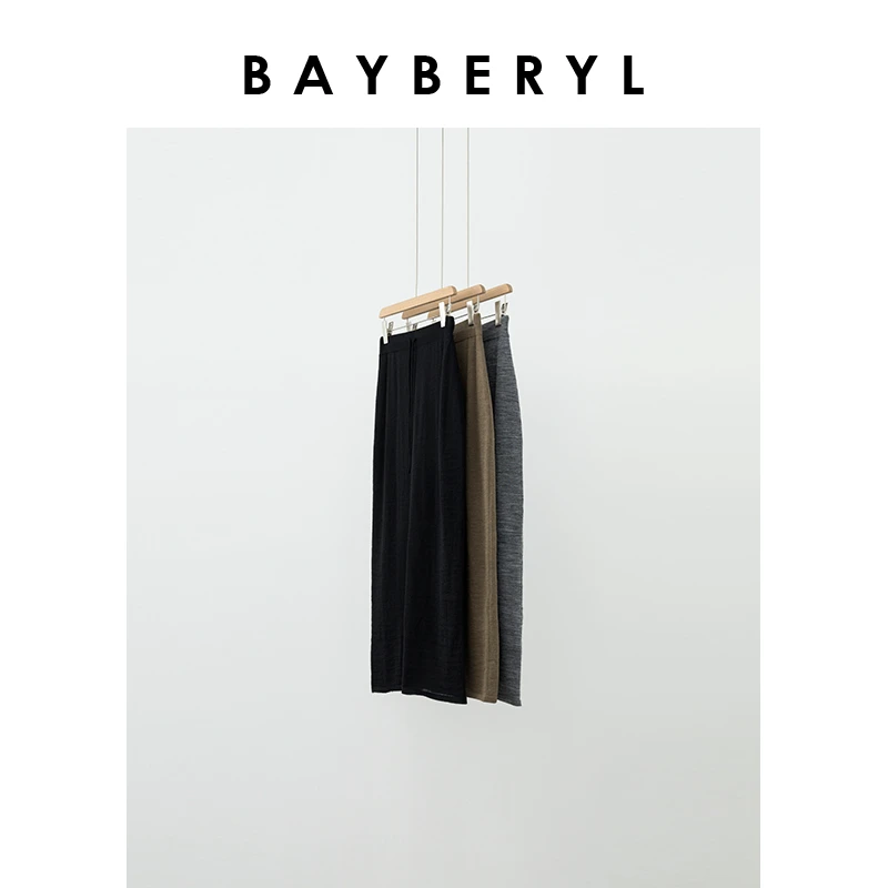 Z6-BAYBERYL老贝秋叶*针织抽绳松紧腰休闲秋半身裙YQ4F0703-9/5