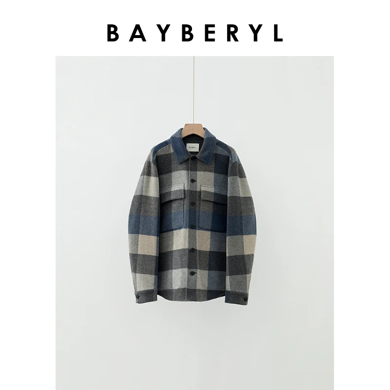 Z7-BAYBERYL老贝磨毛撞色翻领单排扣格子外套MF4J2441-10/27